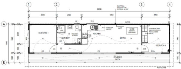 CASA PREFABRICADA MODERNA 15M X 4.2M – 2 CUARTOS EN SAN JUAN, PR